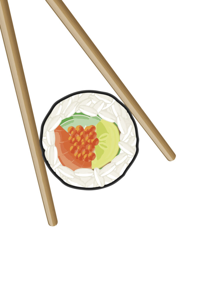 Sushi met chopsticks